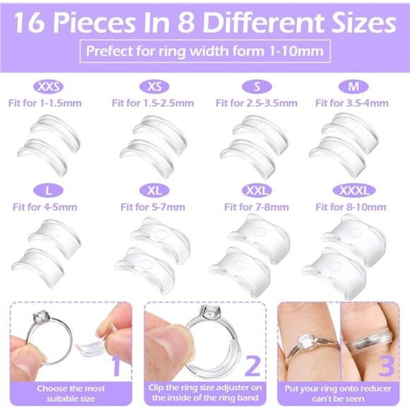 114 Pcs Ring Sizer Adjuster for Loose Rings with Ring Size Measuring Tool - Picture 2 of 8